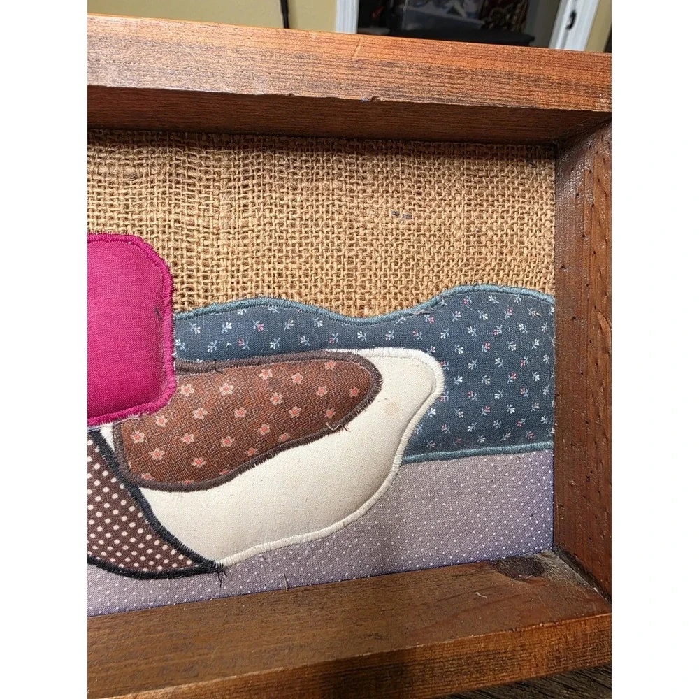 VINTAGE‎ Handmade Quilted Hanging Wall Decor Art 8 X 12 Duck Goose Quilt Pic